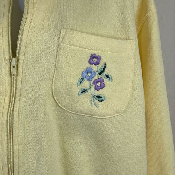Vintage Grandmacore Fleece Jacket Sz M Oversized Embroidered Floral Hipster Cozy - Picture 12 of 12